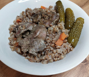 Фотография рецепта Гречка с куриной печенью и овощами