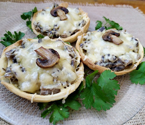 Фотография рецепта Тарталетки с грибами и сыром