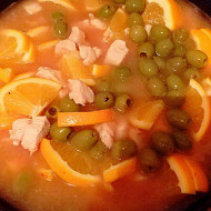 Курица с апельсинами и оливками