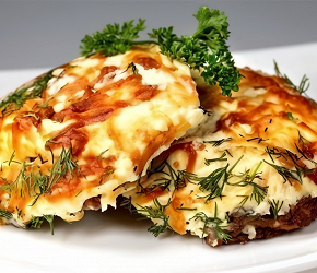 Фотография рецепта Мясо под апельсином и яблоком, запеченное с сыром и майонезом