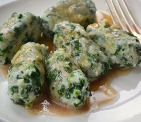 Фотография рецепта Творожные лепешки со шпинатом (Gnudi)