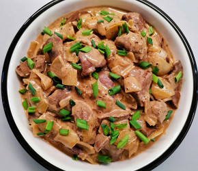 Фотография рецепта Печень с луком в сметане