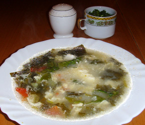 Фотография рецепта Щавелевый суп с яйцом, без мяса