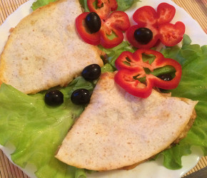Фотография рецепта Кесадилья с курицей и баклажанами