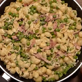 Фотография рецепта Макароны с горошком и беконом автор Матильда Огурцова
