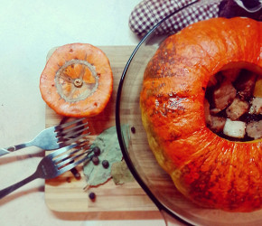 Фотография рецепта Мясо в тыкве