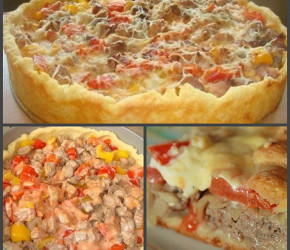 Фотография рецепта Открытый мясной пирог из картофельного теста