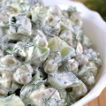 Фотография рецепта Зеленый салат с курицей, горошком и огурцами автор Dearanne .