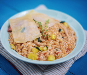 Фотография рецепта Розмариновое ризотто с испанским чоризо и курицей