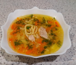 Фотография рецепта Куриный суп с домашней пастой