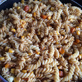 Фотография рецепта Паста с грибами, кукурузой и перцами автор Полина Коршунова