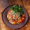 Фотография рецепта Салат мясной с тыквой и гранатом автор Кира Аветова