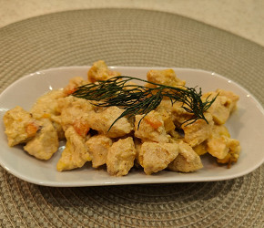 Фотография рецепта Кусочки куриного филе с куркумой и сливками
