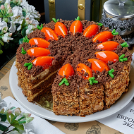 Морковный торт с грецкими орехами и кленовым сиропом