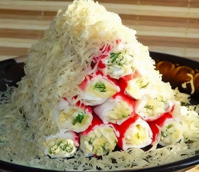 Фотография рецепта Закуска из крабовых палочек с сыром и зеленью