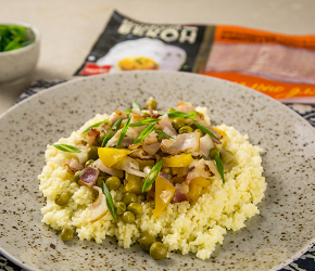 Фотография рецепта Кускус с овощами и беконом