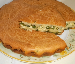 Фотография рецепта Заливной пирог с луком и яйцом