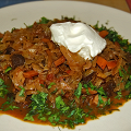 Фотография рецепта Тушёная капуста с курицей и грибами автор Лера Соколова
