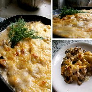 Жюльен с курицей, грибами и сыром