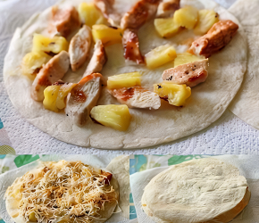 Фотография рецепта Кесадилья с ананасом и курицей