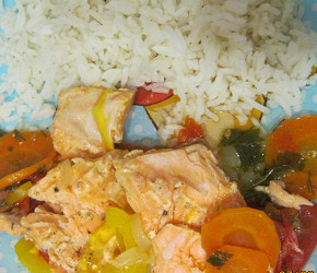 Фотография рецепта Тушеная семга с овощами