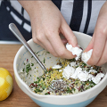 Фотография рецепта Запеченный перец с кускусом и фетой на подложке из запеченных овощей автор Иван Соколов