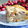 Фотография рецепта Блинный пирог с курицей, беконом и грибами автор Любовь Иванова