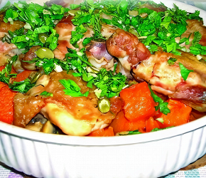 Фотография рецепта Курица, запеченная с тыквой