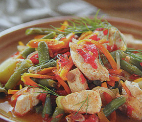 Фотография рецепта Курица с кенийской фасолью и грецкими орехами