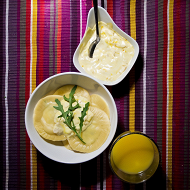 Равиоли с цукини, рукколой и сливочным сыром