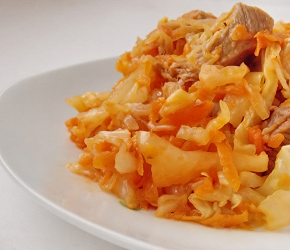 Фотография рецепта Тушеное мясо с картофелем и капустой