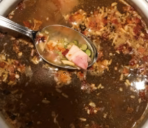 Фотография рецепта Молочный суп со свининой и крупами