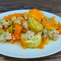 Фотография рецепта Запеканка из тыквы и кабачка с куриным фаршем автор Алёна Казавчинская