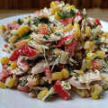 Фотография рецепта Салат с курицей, кукурузой и болгарским перцем автор ЮЛИЯ ТИМОФЕЕВА
