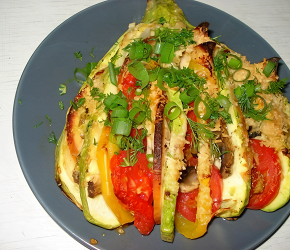 Фотография рецепта Кабачковый веер с курицей и овощами