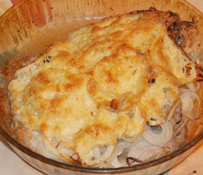 Фотография рецепта Свинина, запеченная с луком и сыром