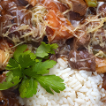Фотография рецепта Гуляш с грибами и болгарским перцем автор Варвара
