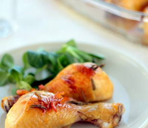Фотография рецепта Запеченая курица с апельсиновым мармеладом и корицей