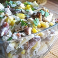 Фотография рецепта Легкий салат с курицей, фасолью и сыром автор Алина Данилова
