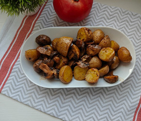 Фотография рецепта Запеченный картофель с шампиньонами