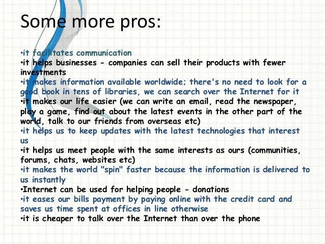 essay discussing the pros and cons of the internet