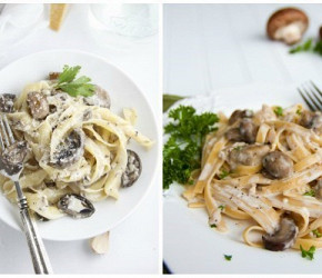 Фотография рецепта Сливочная паста с консервированными шампиньонами