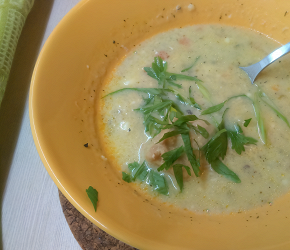 Фотография рецепта Сырная похлёбка с пшеном и курицей