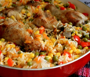 Фотография рецепта Курица с рисом и овощами по-каталонски