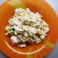 Фотография рецепта Салат из пекинской капусты с курицей, ананасами и орехами автор ТАТЬЯНА ПЕТРУХИНА