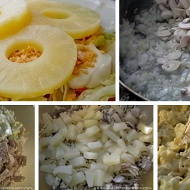 Салат из курицы с ананасами, грибами и сыром