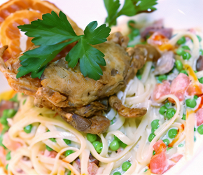 Фотография рецепта Спагетти с горошком и ракушками