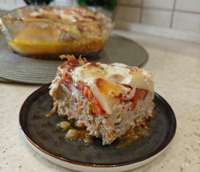 Фотография рецепта Запеканка с индейкой, кабачками и помидорами
