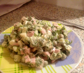Фотография рецепта Оливье со свежими огурцами