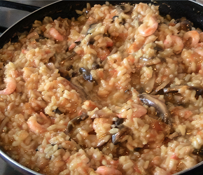 Фотография рецепта Паэлья с грибами и креветками